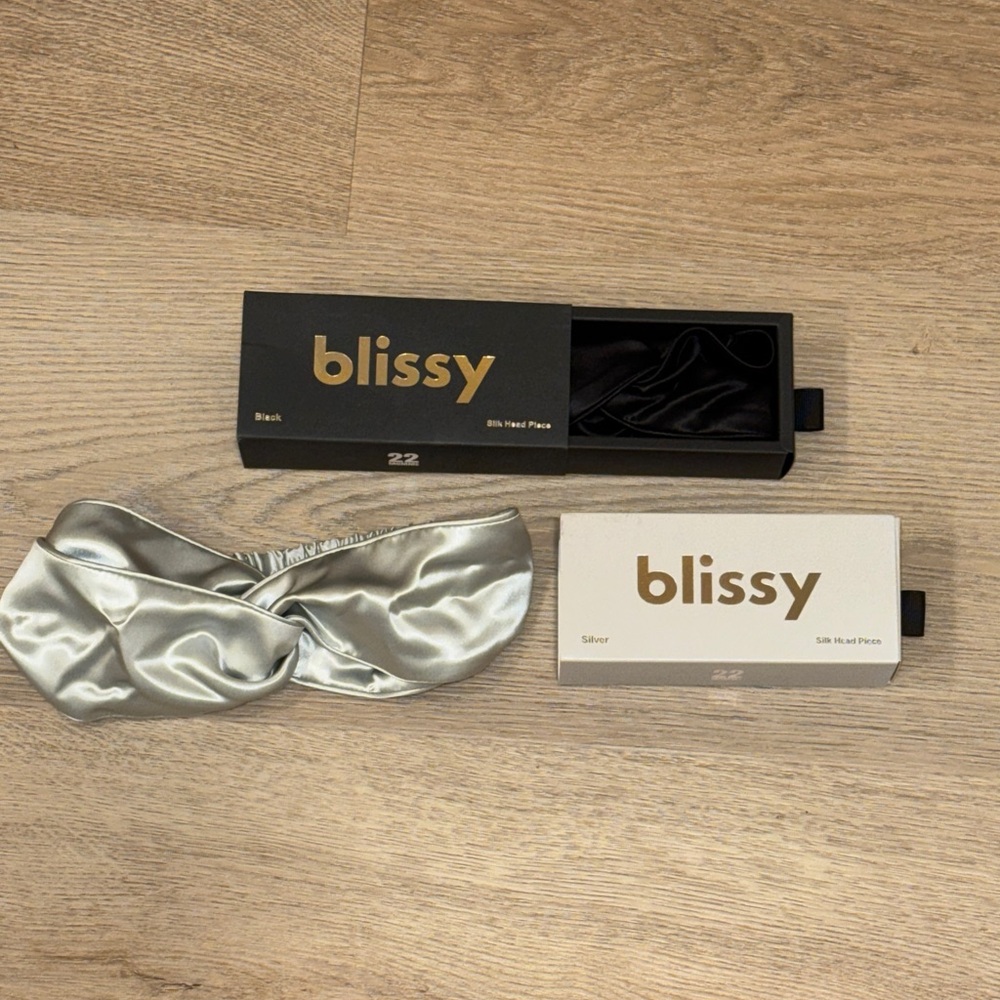Bliss 100% Silk Headband Set in Black and Silver - New in boxes